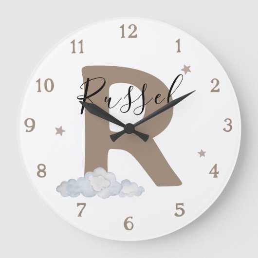 Grande Horloge Ronde Monogram Brown Baby Initial Name Nursery Wall (Recto)
