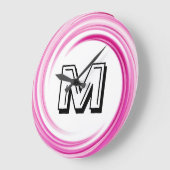 Grande Horloge Ronde Monogramme Abstrait Lavender Swirl (Angle)