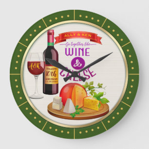 Grande Horloge Ronde Monogramme Aller ensemble comme le vin Fromage Ann