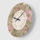 Grande Horloge Ronde Monogramme botanique Fleur sauvage moderne et tend (Angle)