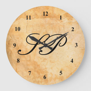Grande Horloge Ronde monogramme Brown en terre cuite