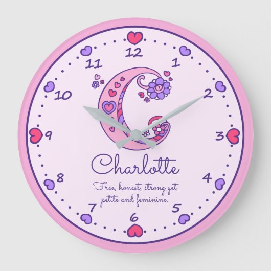 Grande Horloge Ronde Monogramme C Charlotte nom de coeur signifiant hor (Recto)
