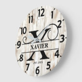Grande Horloge Ronde Monogramme Campagne Rustique (Angle)