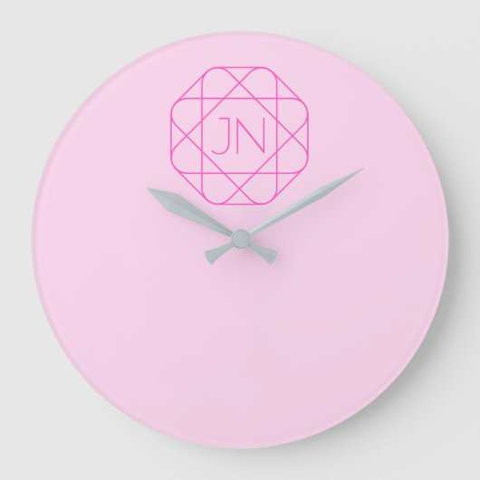Grande Horloge Ronde Monogramme cool, style de logo branché | Rose et m (Recto)