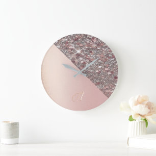 Grande Horloge Ronde Monogramme élégant en or rose