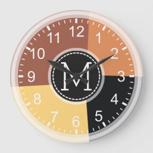 Grande Horloge Ronde Monogramme géométrique moderne rétro couleur #5