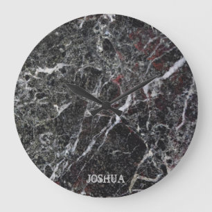 Grande Horloge Ronde Monogramme Gris Foncé Et Pierre Marbre blanc