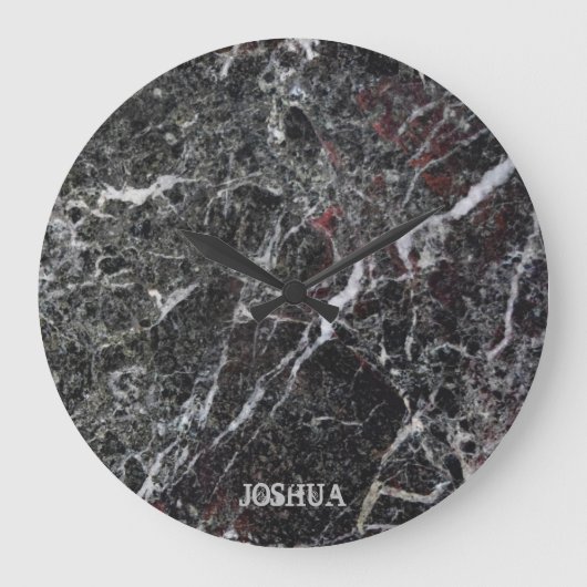 Grande Horloge Ronde Monogramme Gris Foncé Et Pierre Marbre blanc (Recto)