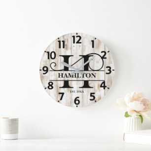 Grande Horloge Ronde Monogramme H Maison de Campagne Rustique