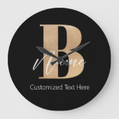 Grande Horloge Ronde Monogramme moderne Initiale B & Nom Personnalisé (Recto)