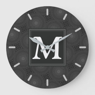 Grande Horloge Ronde Monogramme motif des cercles de charbon