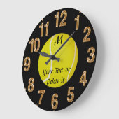 Grande Horloge Ronde MONOGRAMME personnalisé d'horloge de tennis et (Angle)