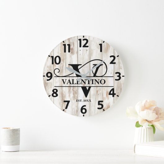 Grande Horloge Ronde Monogramme rustique de la vie agricole (Maison)