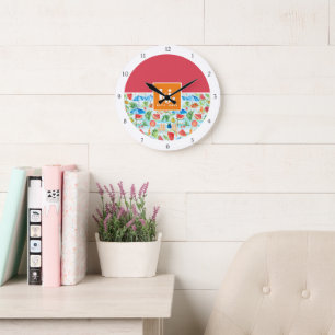Grande Horloge Ronde Monogramme stylé d'été amusant