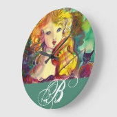 GRANDE HORLOGE RONDE MONOGRAMME VIOLINISTE, VIOLIN ET CAT (Angle)