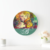 GRANDE HORLOGE RONDE MONOGRAMME VIOLINISTE, VIOLIN ET CAT (Maison)