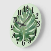Grande Horloge Ronde Monstera Leaf (Angle)