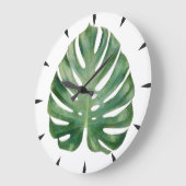Grande Horloge Ronde Monstera Leaf (Angle)