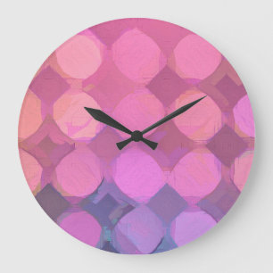 Grande Horloge Ronde Mont Pink Colors Abstract Circle Watercolor