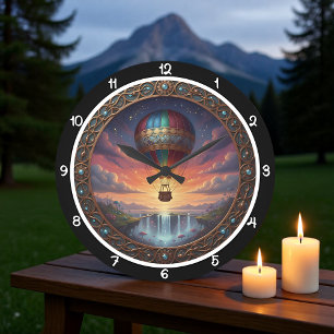 Grande Horloge Ronde Montgolfière Fantastique Cascade