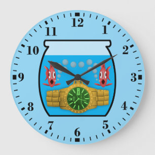 Grande Horloge Ronde Montre dans boule à poissons