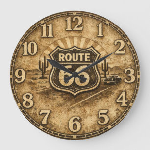 Grande Horloge Ronde Montre de la Route Mère du désert au coucher du so