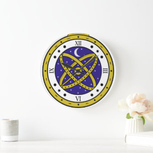 Grande Horloge Ronde Montre de poche céleste Vector Graphic avec doré