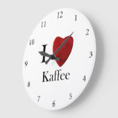 Grande Horloge Ronde Montre-moi J'adore le café (Angle)