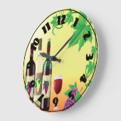Grande Horloge Ronde Montre Vin Avec Raisins (Angle)