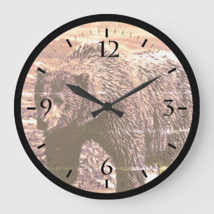 Grande Horloge Ronde Montre vintage ours brun d'Alaska USA