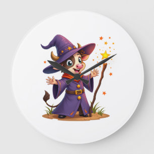 Grande Horloge Ronde Moo-Gician la sorcière vache