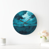 Grande Horloge Ronde Moody Ocean Waves Under Stormy Sky – Abstract Seas (Maison)