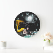 Grande Horloge Ronde Moon Tide Mermaid Wall Clock (Maison)