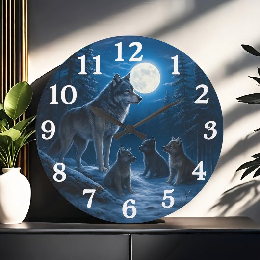 Grande Horloge Ronde Moonlit wolf pack in snowy forest