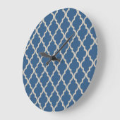Grande Horloge Ronde Moroccan Pattern: Blue & Beige (Angle)