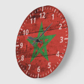 Grande Horloge Ronde Morocco Flag on Old Wood Grain (Angle)