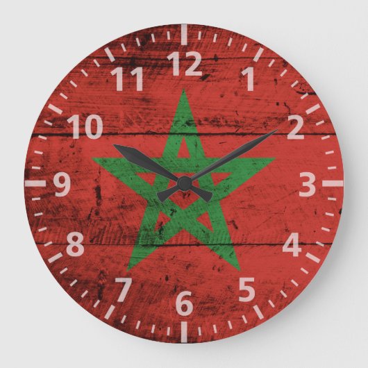 Grande Horloge Ronde Morocco Flag on Old Wood Grain (Recto)
