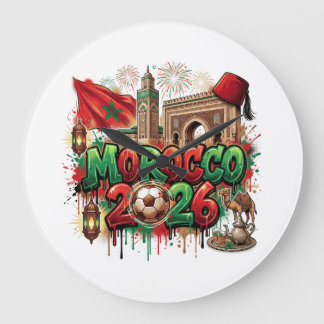 Grande Horloge Ronde Morocco Vintage Flag Moroccan African