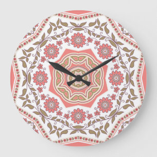 Grande Horloge Ronde Mosaic Floral Star : Motif sans couture