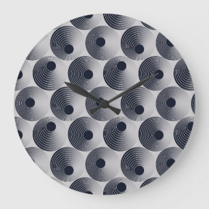 Grande Horloge Ronde Mosaïque argent-noir : texture des anneaux concent