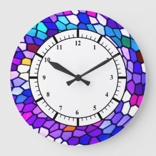 Grande Horloge Ronde Mosaïque de mosaïque rose violet Motif cadenas