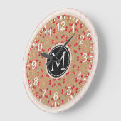 Grande Horloge Ronde Mosaïque moderne Monogramme #4 (Angle)