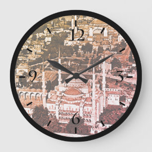 Grande Horloge Ronde mosquée bleue présentation