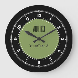 Grande Horloge Ronde Moss Green Background Solid Color Personalize this