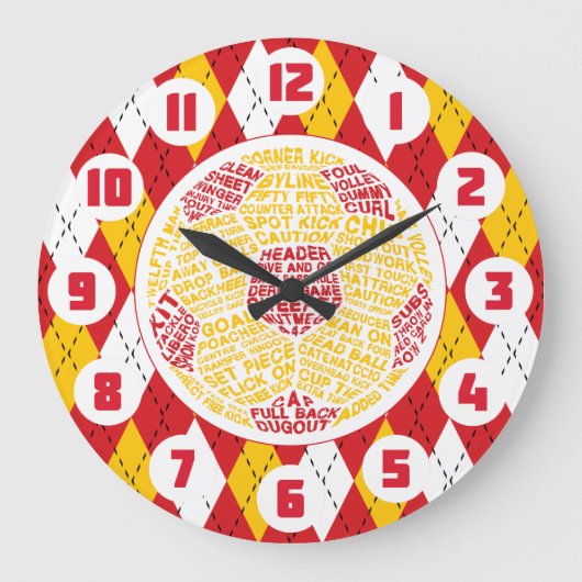 Grande Horloge Ronde Mot de balle de football Art Football (Recto)
