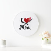 Grande Horloge Ronde Mother's Day I Love Mom Heart Explosion Gift (Maison)