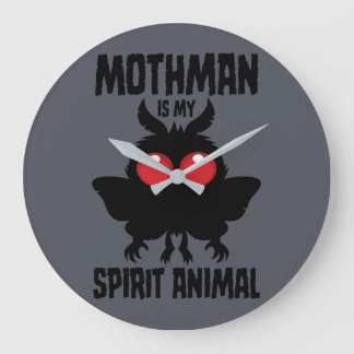 Grande Horloge Ronde Mothman est mon animal spirituel silhouette