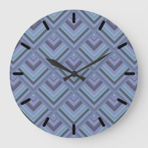 Grande Horloge Ronde Motif à échelle gris bleu