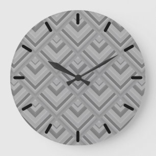 Grande Horloge Ronde Motif à échelle grise