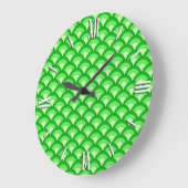 Grande Horloge Ronde Motif à vagues Art déco - vert jade (Angle)